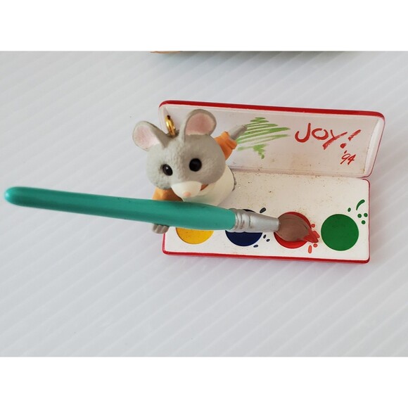 Mouse with Paintbrush Art Palette Colors of Joy Hallmark 1994 Christmas Ornament - Picture 4 of 8